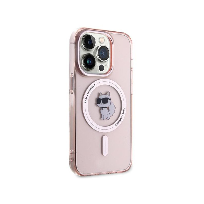 Karl Lagerfeld IML Choupette MagSafe dėklas iPhone 15 Pro Max - rožinis