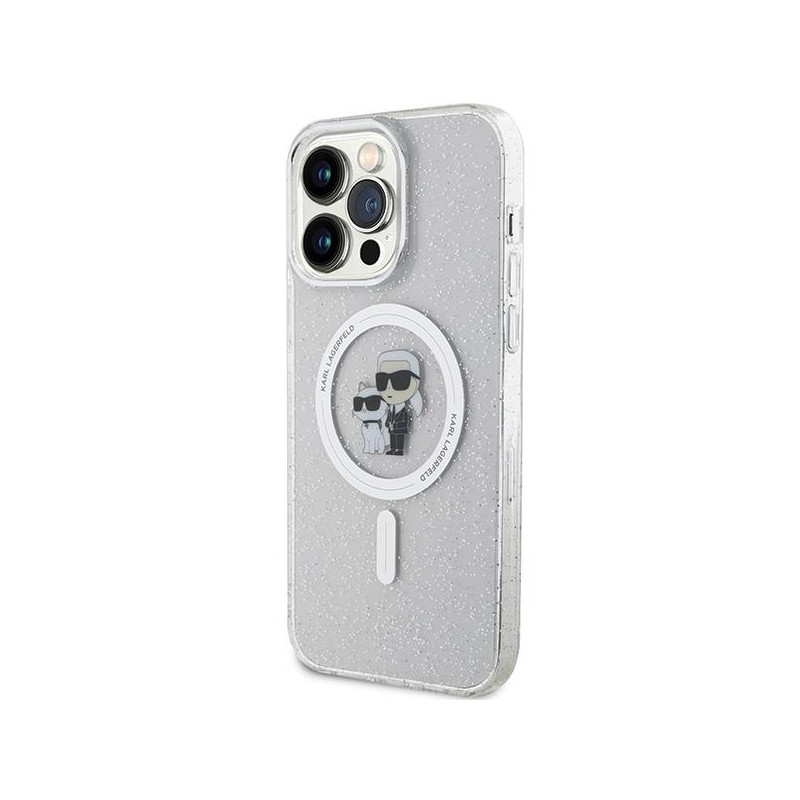 Karl Lagerfeld Karl&Choupette Glitter MagSafe dėklas iPhone 15 Pro Max - skaidrus