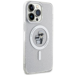 Karl Lagerfeld Karl&Choupette Glitter MagSafe dėklas iPhone 15 Pro Max - skaidrus