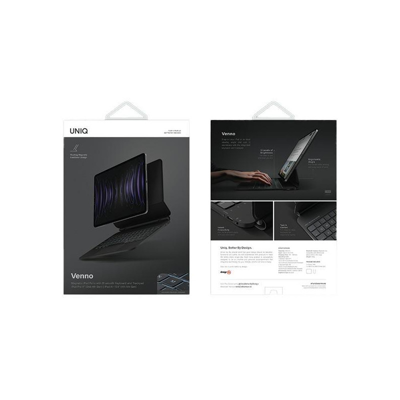 UNIQ Venno Magnetic Smart dėklas su klaviatūra, skirtas iPad Pro 11& 39 & 39 (2022/ 2021) / Air 10,9& 39 & 39 (2022/ 202...