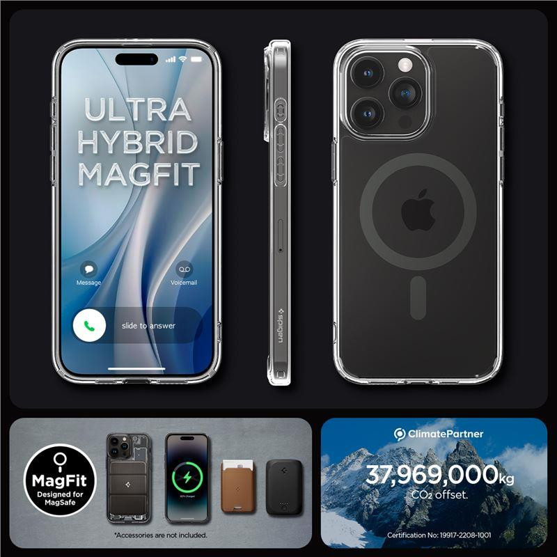 Spigen Ultra Hybrid Mag Dėklas su MagSafe, skirtas iPhone 15 Pro – skaidri pilka