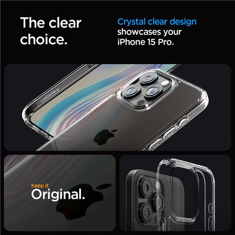 Spigen Ultra Hybrid dėklas iPhone 15 Pro - skaidrus