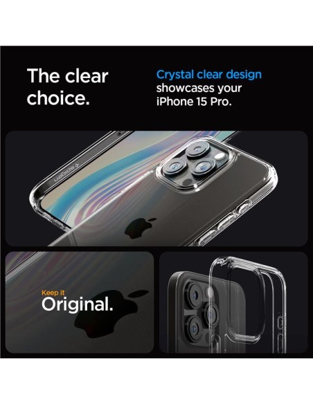 Spigen Ultra Hybrid dėklas iPhone 15 Pro - skaidrus