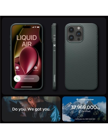 Spigen Liquid Air dėklas iPhone 15 Pro - tamsiai žalias Spigen Liquid Air dėklas iPhone 15 Pro - tamsiai žalias
