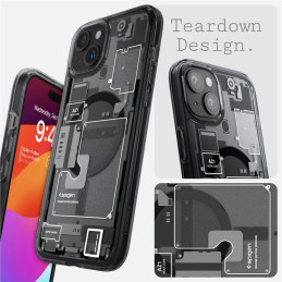 „Spigen Ultra Hybrid Mag“ dėklas su „MagSafe“, skirtas „iPhone 15 Plus“ – tamsiai pilkas (nulis vieno rašto)