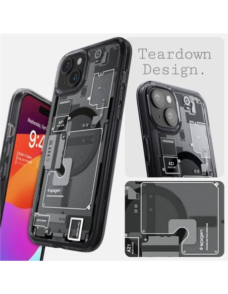 „Spigen Ultra Hybrid Mag“ dėklas su „MagSafe“, skirtas „iPhone 15 Plus“ – tamsiai pilkas (nulis vieno rašto)