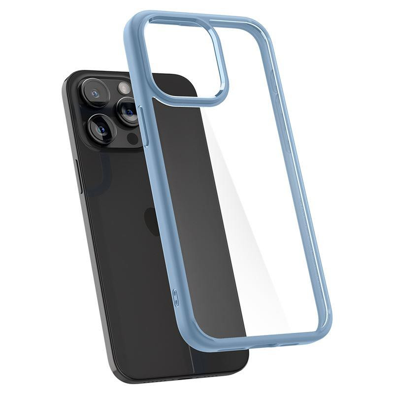 Spigen Crystal Hybrid dėklas iPhone 15 Pro Max - skaidrus ir mėlynas