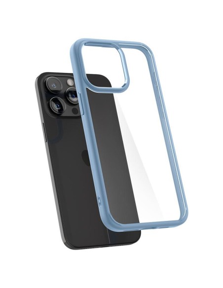 Spigen Crystal Hybrid dėklas iPhone 15 Pro Max - skaidrus ir mėlynas Spigen Crystal Hybrid dėklas iPhone 15 Pro Max - skaidrus ir mėlynas