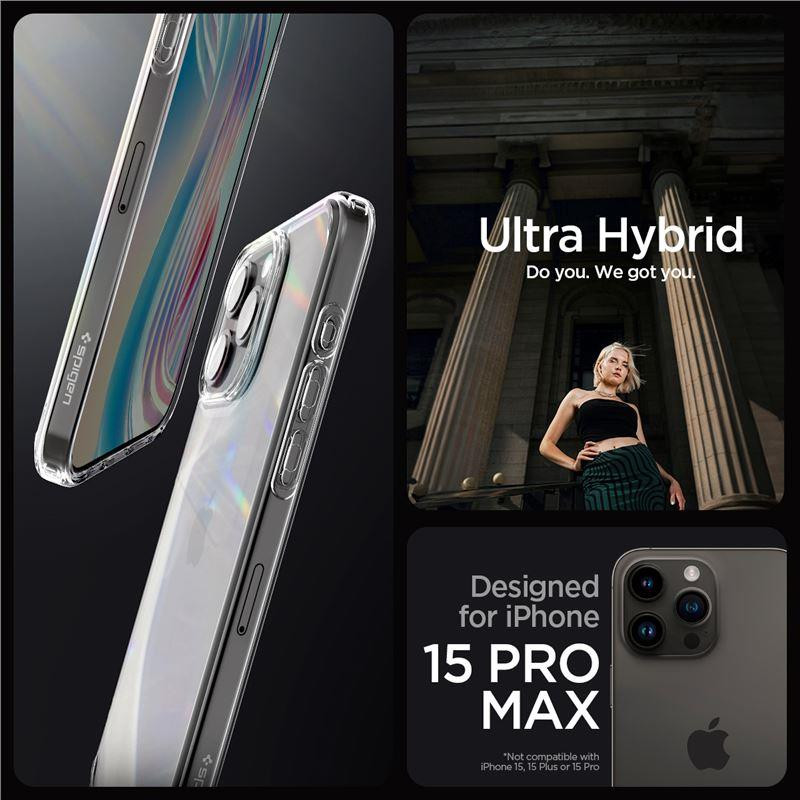 Spigen Crystal Hybrid dėklas iPhone 15 Pro Max - skaidrus