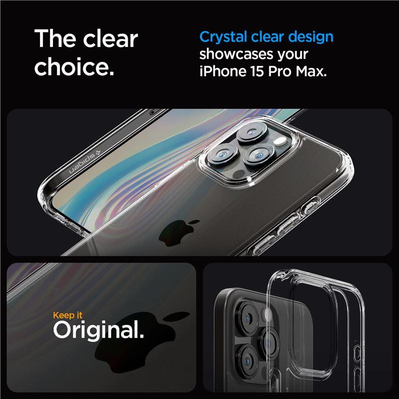 Spigen Crystal Hybrid dėklas iPhone 15 Pro Max - skaidrus
