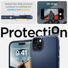 Spigen Mag Armor dėklas su MagSafe, skirtas iPhone 15 Plus - mėlynas