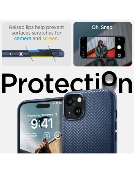 Spigen Mag Armor dėklas su MagSafe, skirtas iPhone 15 Plus - mėlynas