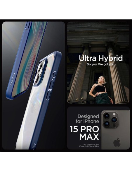 Spigen Ultra Hybrid dėklas, skirtas iPhone 15 Pro Max - mėlynas Spigen Ultra Hybrid dėklas, skirtas iPhone 15 Pro Max - mėlynas