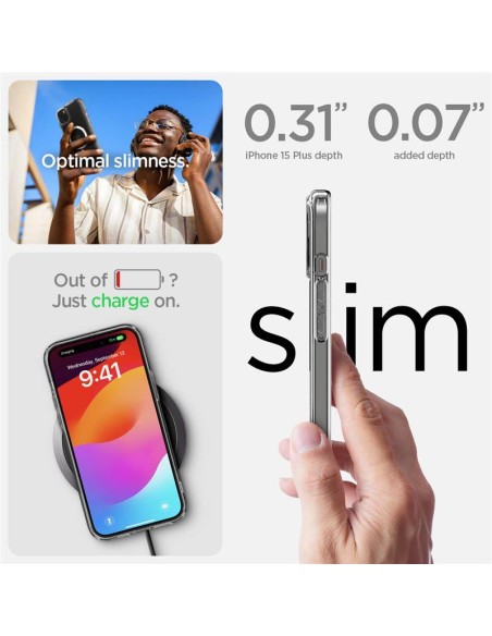 Spigen Crystal Hybrid MagSafe dėklas iPhone 15 Plus - skaidrus