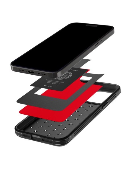 Spigen Cryo Armor dėklas iPhone 15 Pro Max - juodos ir raudonos spalvos Spigen Cryo Armor dėklas iPhone 15 Pro Max - juodos ir raudonos spalvos