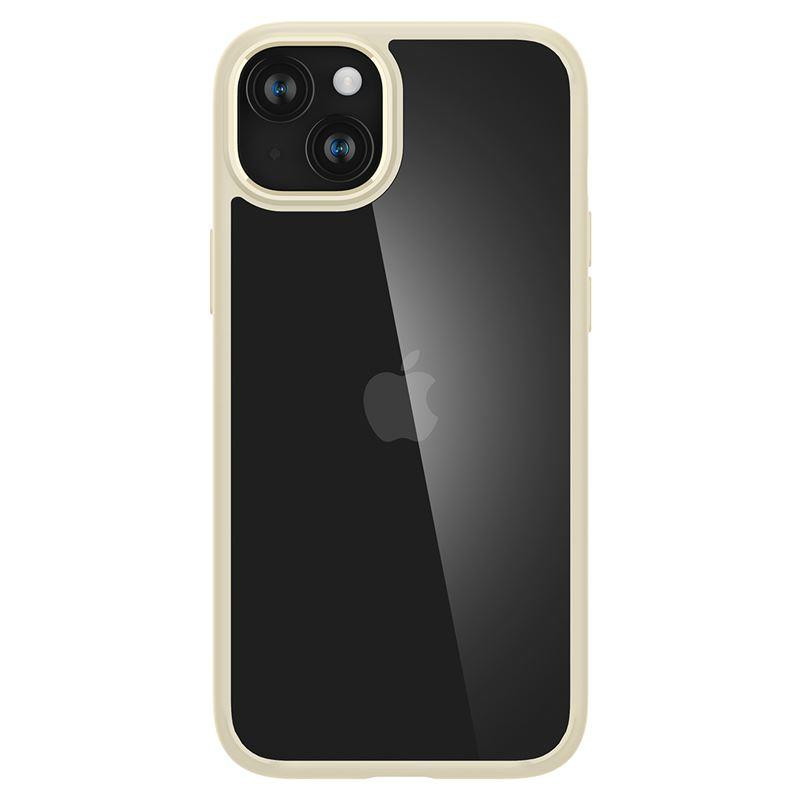 Spigen Crystal Hybrid dėklas iPhone 15 Plus - skaidrus ir smėlio spalvos