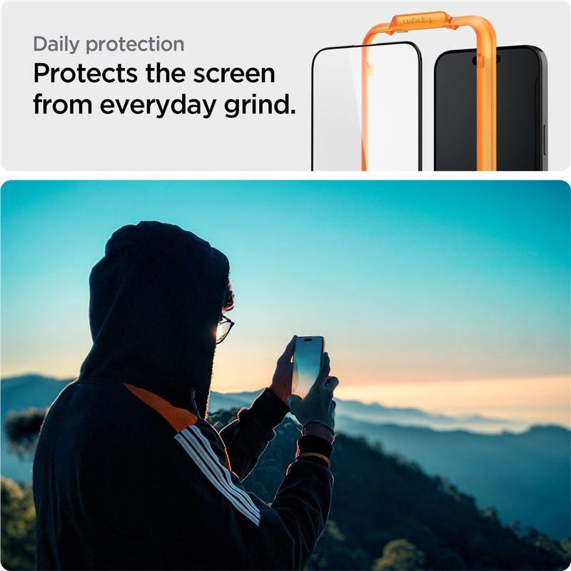 Spigen ALM Glass FC grūdintas stiklas skirtas iPhone 15 - juodas 2 vnt.
