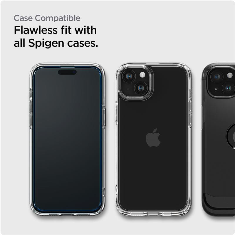 Spigen ALM Glass FC grūdintas stiklas skirtas iPhone 15 Plus - juodas 2 vnt.
