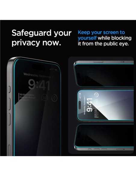 Spigen Glas.tR EZ Fit Privacy grūdintas stiklas iPhone 15 Pro - 2 vnt.