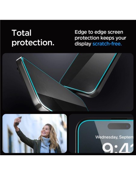 Spigen Glas.tR EZ Fit Privacy grūdintas stiklas iPhone 15 Pro - 2 vnt.
