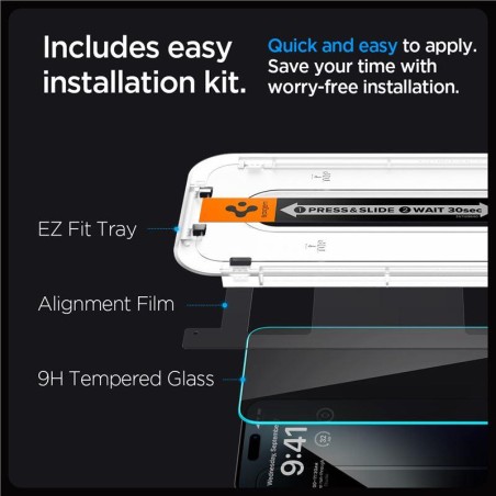 Spigen Glas.tR EZ Fit Privacy grūdintas stiklas skirtas iPhone 15 Pro Max - 2 vnt. Spigen Glas.tR EZ Fit Privacy grūdintas stiklas skirtas iPhone 15 Pro Max - 2 vnt.