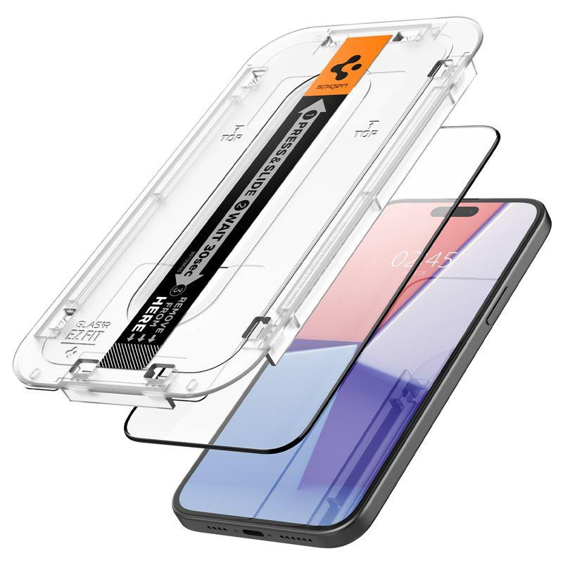 Spigen Glas.tR EZ Fit FC grūdintas stiklas skirtas iPhone 15 Plus - juodas 2 vnt.