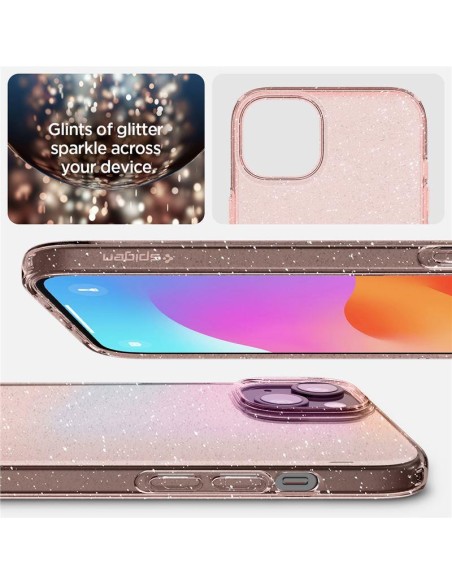 Spigen Liquid Crystal Glitter dėklas iPhone 15 - rožinis ir skaidrus Spigen Liquid Crystal Glitter dėklas iPhone 15 - rožinis ir skaidrus