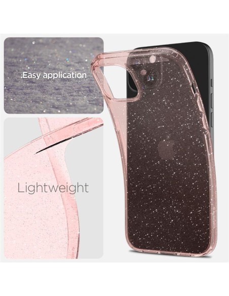 Spigen Liquid Crystal Glitter dėklas iPhone 15 - rožinis ir skaidrus Spigen Liquid Crystal Glitter dėklas iPhone 15 - rožinis ir skaidrus