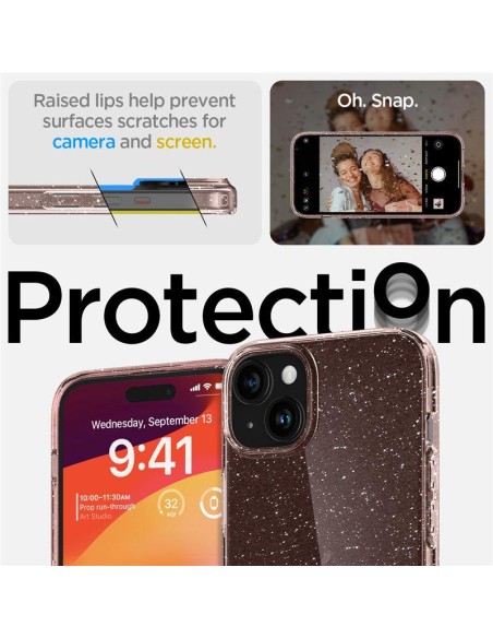 Spigen Liquid Crystal Glitter dėklas iPhone 15 Plus - rožinis ir skaidrus Spigen Liquid Crystal Glitter dėklas iPhone 15 Plus - rožinis ir skaidrus