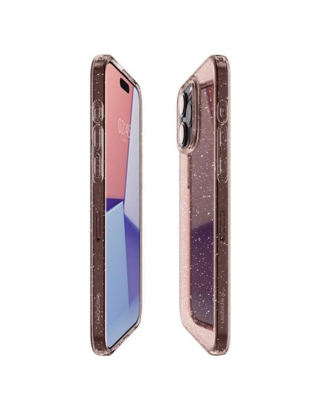 Spigen Liquid Crystal Glitter dėklas iPhone 15 Pro - rožinis ir skaidrus Spigen Liquid Crystal Glitter dėklas iPhone 15 Pro - rožinis ir skaidrus