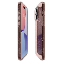 Spigen Liquid Crystal Glitter dėklas iPhone 15 Pro Max - rožinis ir skaidrus