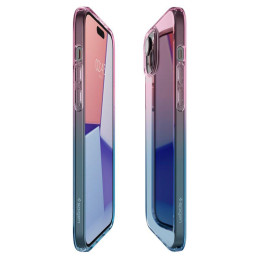 Spigen Liquid Crystal dėklas iPhone 15 - rožinis ir mėlynas