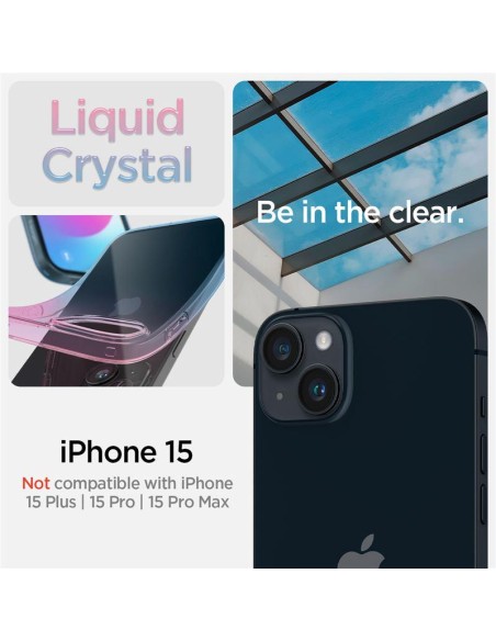 Spigen Liquid Crystal dėklas iPhone 15 - rožinis ir mėlynas Spigen Liquid Crystal dėklas iPhone 15 - rožinis ir mėlynas