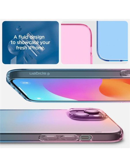 Spigen Liquid Crystal dėklas iPhone 15 - rožinis ir mėlynas Spigen Liquid Crystal dėklas iPhone 15 - rožinis ir mėlynas