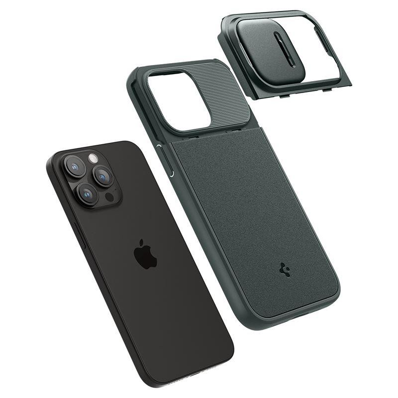 Spigen Optik Armor Mag dėklas su MagSafe iPhone 15 Pro - tamsiai žalias