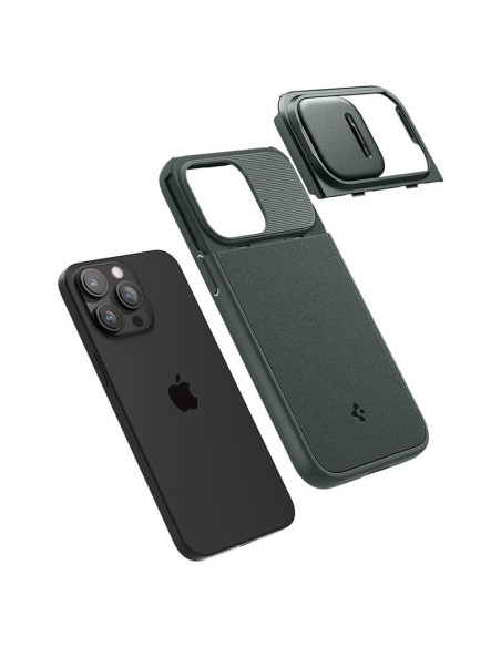 Spigen Optik Armor Mag dėklas su MagSafe iPhone 15 Pro - tamsiai žalias