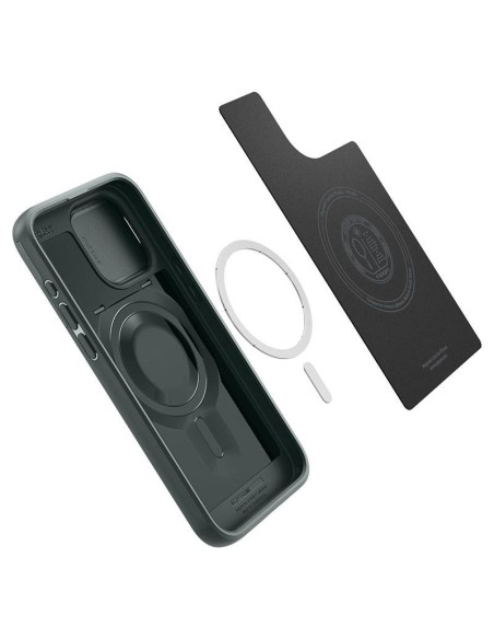 Spigen Optik Armor Mag dėklas su MagSafe iPhone 15 Pro - tamsiai žalias