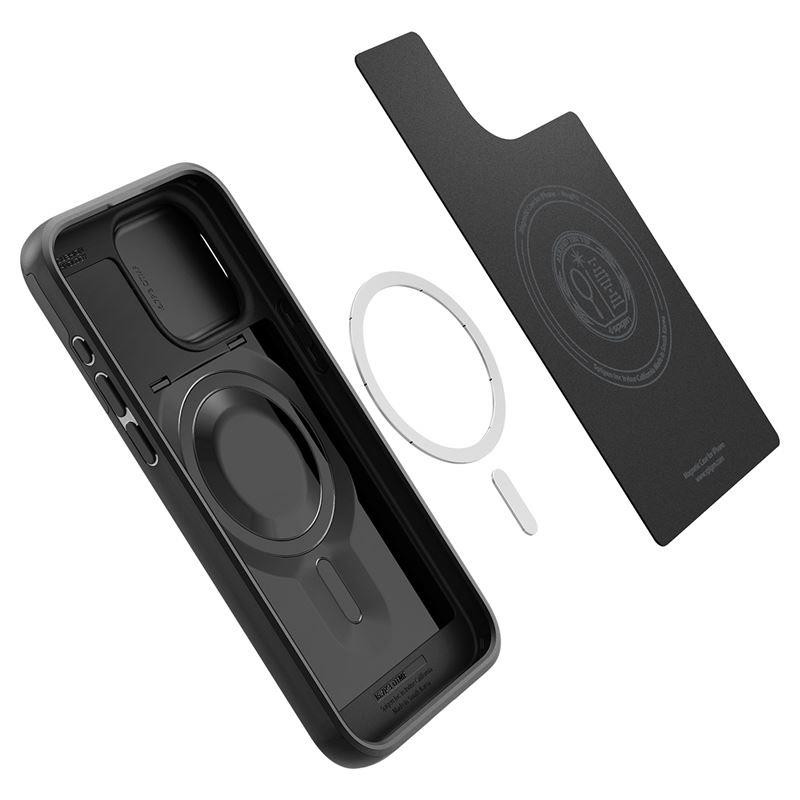Spigen Optik Armor Mag dėklas su MagSafe, skirtas iPhone 15 Pro Max - juodas