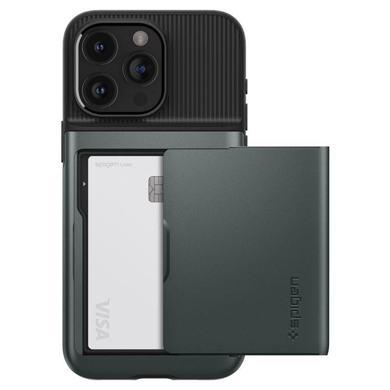 Spigen Slim Armor CS dėklas iPhone 15 Pro Max - tamsiai žalias