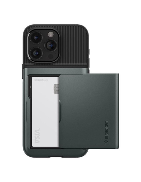 Spigen Slim Armor CS dėklas iPhone 15 Pro Max - tamsiai žalias Spigen Slim Armor CS dėklas iPhone 15 Pro Max - tamsiai žalias