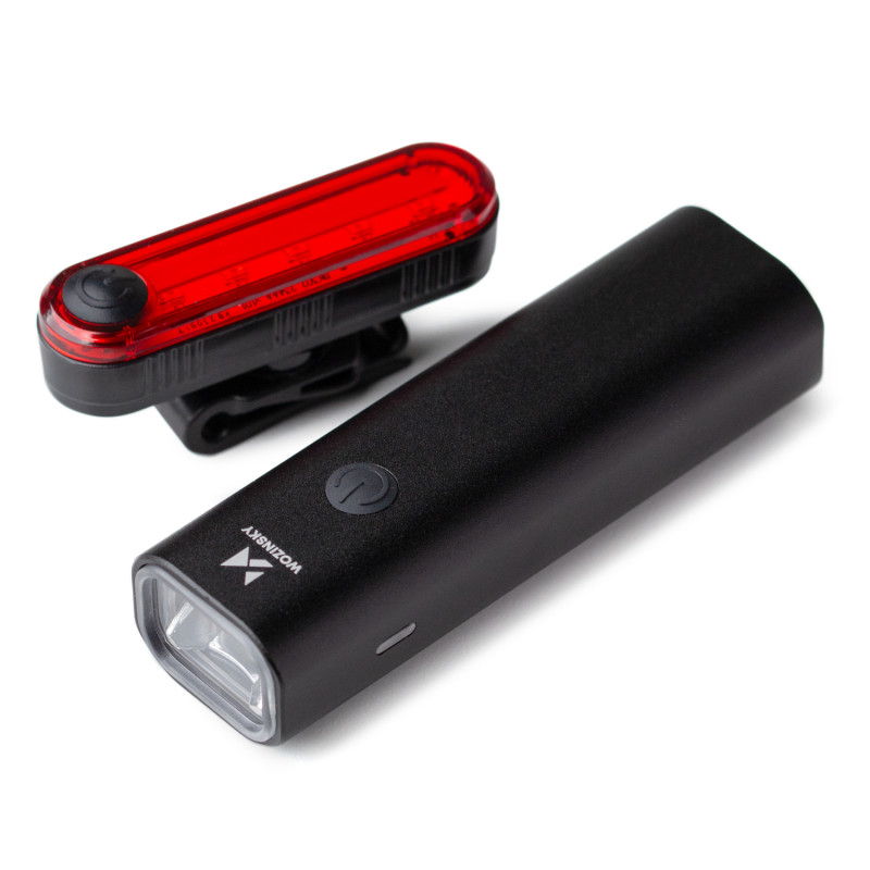 Wozinsky WSBLB1 priekinis ir galinis USB-C dviračio žibintų komplektas - juodas Wozinsky WSBLB1 priekinis ir galinis USB-C dviračio žibintų komplektas - juodas