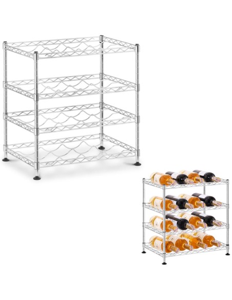 Metalinė vyno butelių lentyna su 4 lentynomis 45 x 30 x 47 cm 16 butelių iki 50 kg Metalinė vyno butelių lentyna su 4 lentynomis 45 x 30 x 47 cm 16 butelių iki 50 kg
