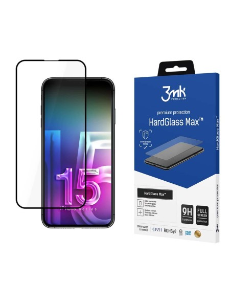 9H 3mk HardGlass Max™ stiklas, skirtas iPhone 15 Pro Max 9H 3mk HardGlass Max™ stiklas, skirtas iPhone 15 Pro Max