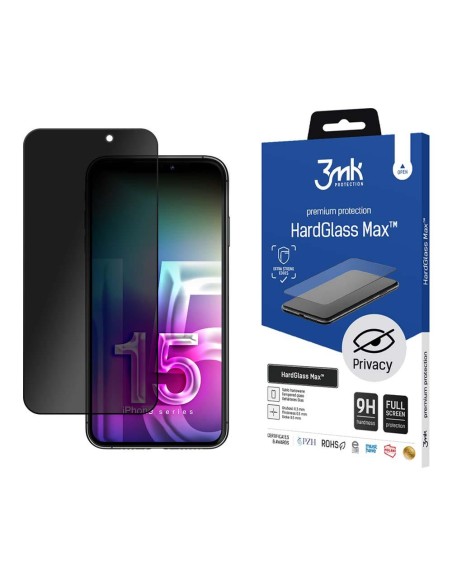 9H 3mk HardGlass Max Privacy™ privatumo stiklas, skirtas iPhone 15 Pro Max 9H 3mk HardGlass Max Privacy™ privatumo stiklas, skirtas iPhone 15 Pro Max