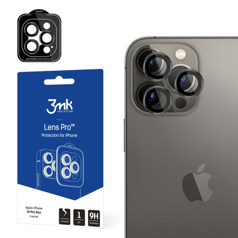 3mk Lens Protection Pro kameros dangtelis skirtas iPhone 15 Pro Max – grafitas 3mk Lens Protection Pro kameros dangtelis skirtas iPhone 15 Pro Max – grafitas