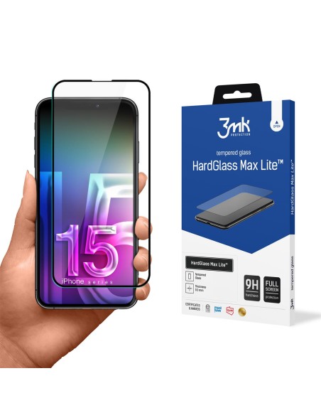 9H 3mk HardGlass Max Lite™ stiklas, skirtas iPhone 15 Pro Max 9H 3mk HardGlass Max Lite™ stiklas, skirtas iPhone 15 Pro Max