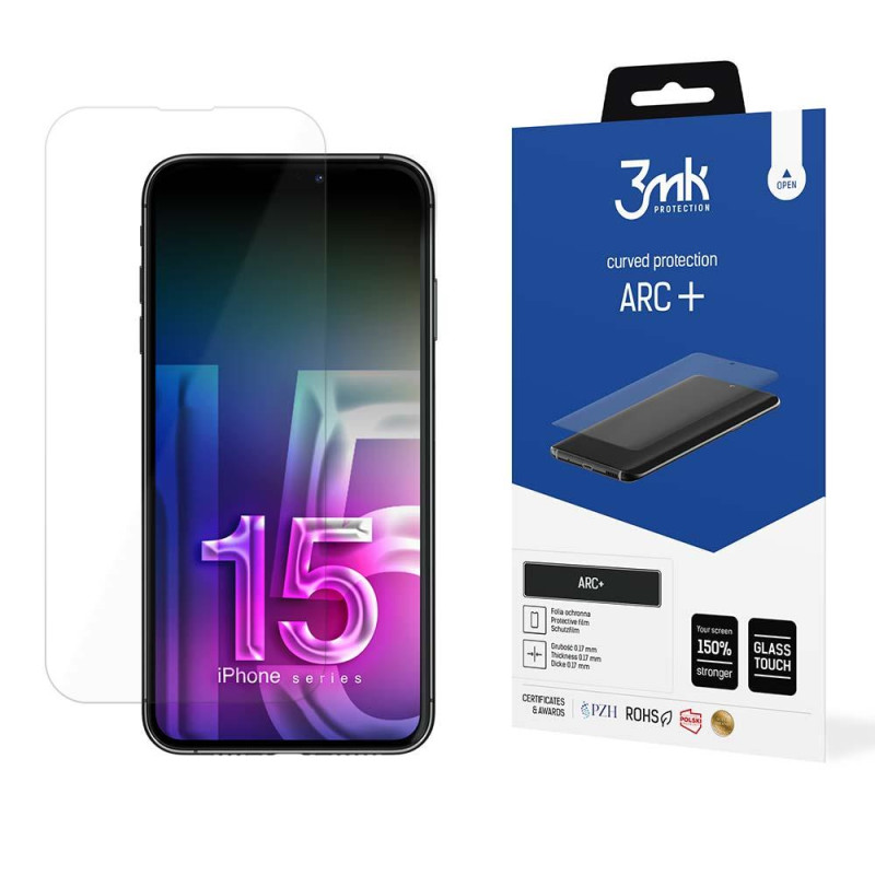 3mk ARC+ folija, skirta iPhone 15 Plus 3mk ARC+ folija, skirta iPhone 15 Plus