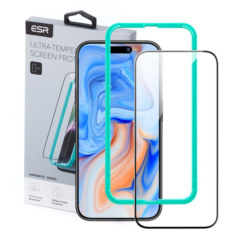 ESR Armorite grūdintas stiklas iPhone 15 Plus - juodas