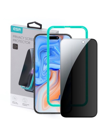 ESR grūdinto stiklo privatumas, skirtas „iPhone 15 Plus“. ESR grūdinto stiklo privatumas, skirtas „iPhone 15 Plus“.