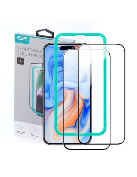 ESR grūdintas stiklas iPhone 15 - juodas 2 vnt. ESR grūdintas stiklas iPhone 15 - juodas 2 vnt.